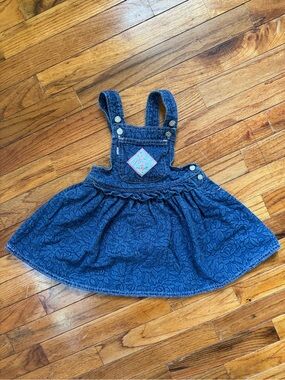 Girl’s Levi’s Denim Floral Pinafore Dress with Embroidered Patch 3T